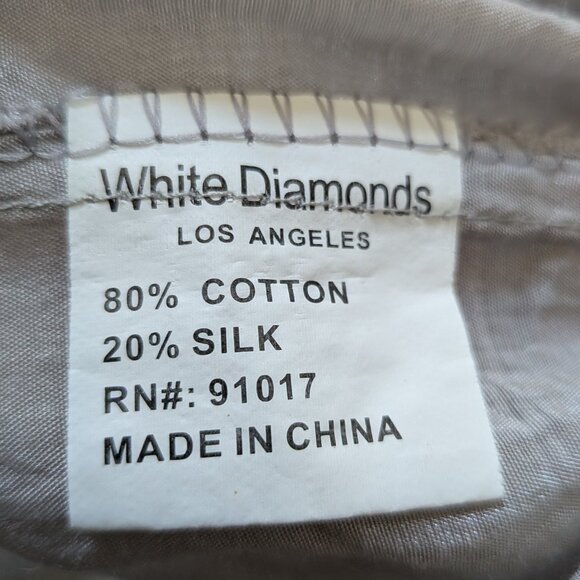 Solitaire White Diamonds Silk & Cotton Blouse Size Small - Picture 8 of 14